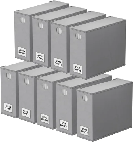 Miniatura 15 de SpaceAid Paquete de 6 organizadores y almacenamiento de sábanas, organizador de sábanas plegable con ventana para armario de lino, juego de carpetas