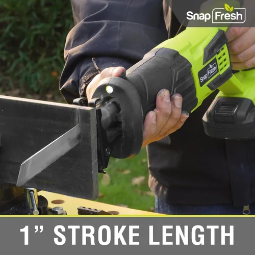 Miniatura 2 de SnapFresh Sierra Recíproca Inalámbrica de 20V – 3000 SPM, Gatillo de Velocidad Variable, Cambio de Hoja sin Herramientas, Luz LED, Ligera y Compacta
