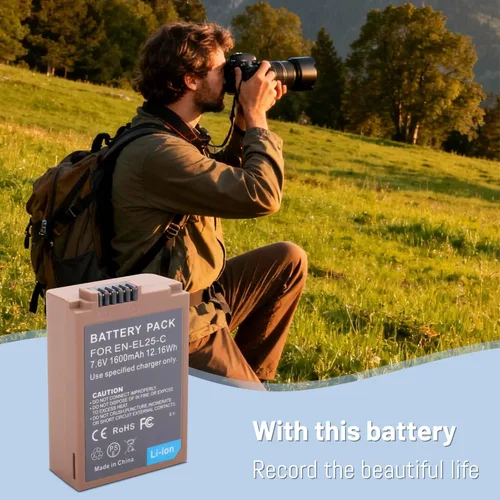 Miniatura 7 de Paquete de 2 baterías de repuesto EN-EL25 EN-EL25a con puerto de carga rápida USB-C compatible con cámara Nikon ZFC / Z30 / Z50, cargador MH-32