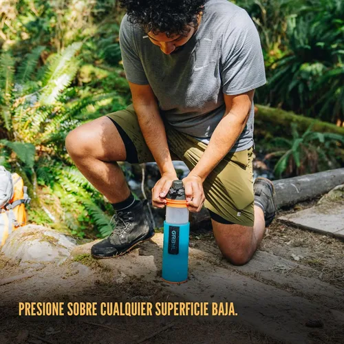 Miniatura 6 de GRAYL GeoPress - Botella purificadora de agua de 24 onzas, filtro para senderismo, campamento, supervivencia, viajes (azul Bali)