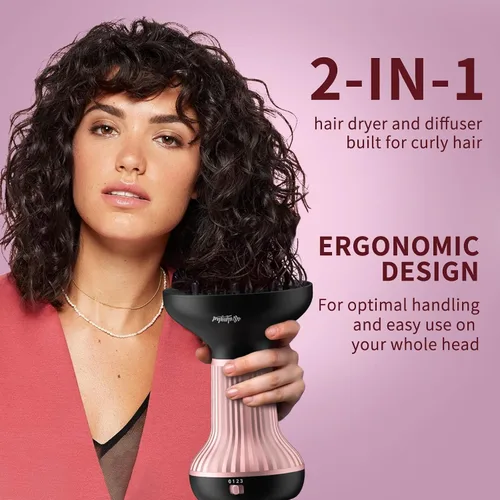 Miniatura 2 de WUFAYHD Secador de pelo difusor para cabello rizado con tecnología de cerámica, elegancia ligera, 2 en 1, difusor de leche, reduce