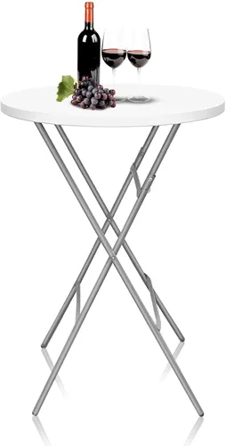 Miniatura 11 de GUAGUA - Mesa alta plegable redonda de 32" de plástico - Mesa versátil de bar, cóctel y pub portátil para fiestas, bistró y eventos (Negro)
