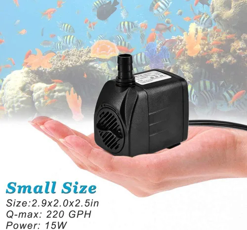 Miniatura 6 de DOMICA Bomba de fuente ultra silenciosa de 220 GPH (15 W 800 L/H), pequeña bomba sumergible para estanque, característica de agua, acuarios