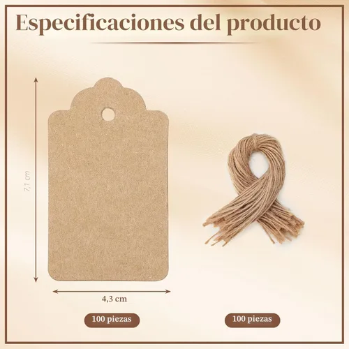 Miniatura 6 de SallyFashion 100 etiquetas de regalo con cuerda adjunta, etiquetas colgantes de papel kraft de 1.7 x 2.8 pulgadas para ropa, manualidades, boda, 100