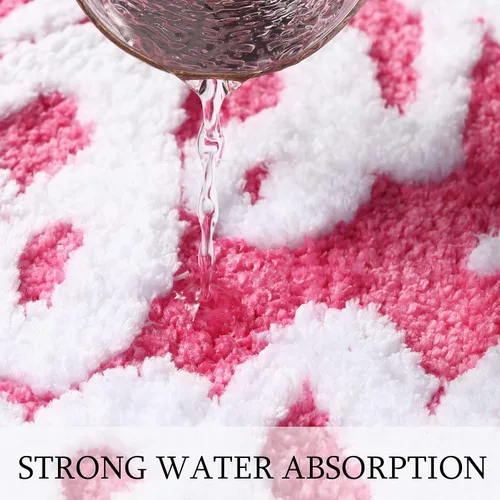 Miniatura 3 de Hello Lovely - Alfombra de baño suave y preparada, color rosa intenso, absorbente de agua, alfombra de ducha de microfibra, bonita y divertida