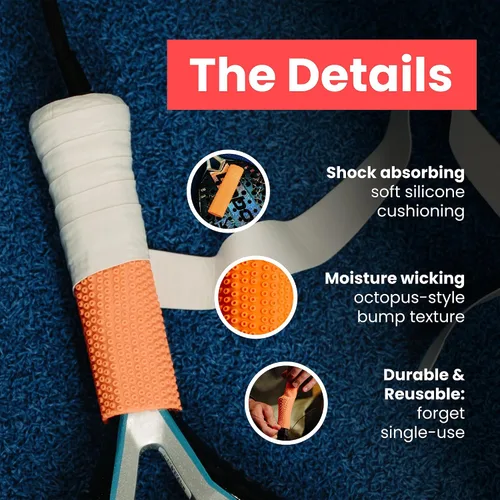 Miniatura 2 de ROCKETGRIP Octopus Padel Grip (paquete de 2) – Agarre de silicona suave – Base acolchada y resistente al sudor para raqueta de remo – Accesorios