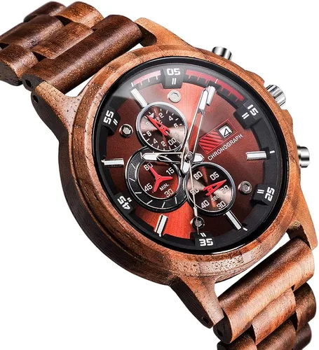 Miniatura 3 de Relojes de madera para hombre, relojes de pulsera casuales de cuarzo de madera para hombres, regalos