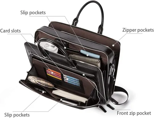 Miniatura 3 de BOSTANTEN Maletines para Hombre Bolsa de Mensajero de Cuero Genuino para Laptop de 15.6 Pulgadas, Maletín de Oficina, Trabajo, para Negocios, Viaje