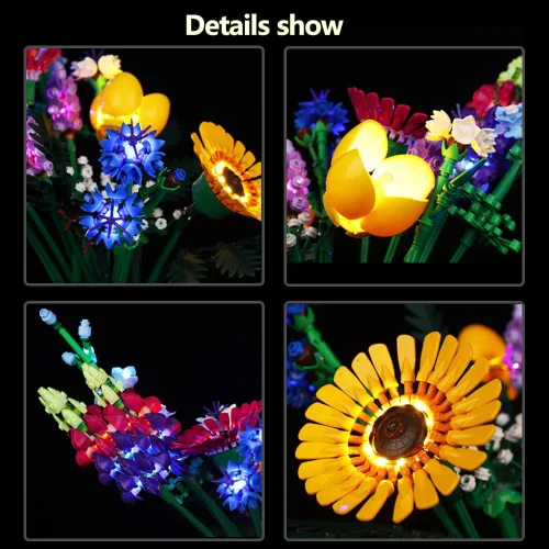Miniatura 3 de Kyglaring Kit de luces LED compatible con Lego Set 10313, accesorios de iluminación compatibles con iconos de ramo de flores silvestres, solo luces