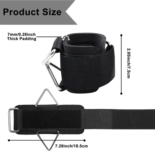 Miniatura 2 de Paquete de 2 muñequeras para máquina de cable, acolchado de neopreno ajustable, talla única, correas de muñeca de fitness para hombres y mujeres
