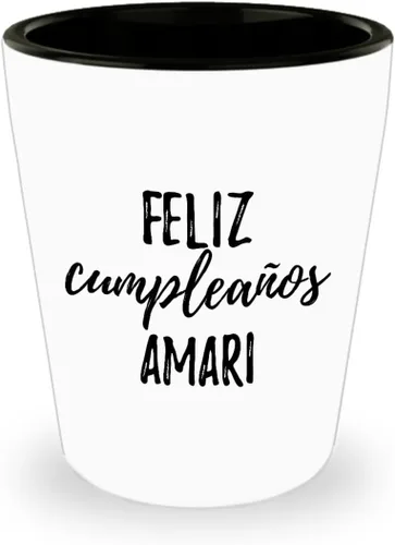 Feliz Cumpleanos Amari Shotglass Español Feliz Cumpleaños Personalizado Nombre Regalo 1.5 Oz Shotglass