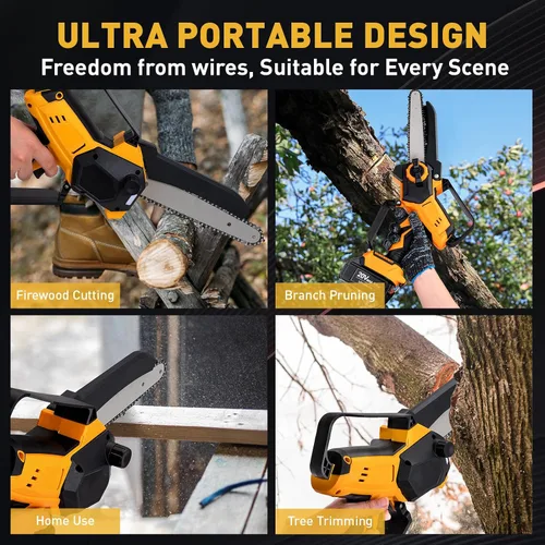 Miniatura 7 de Mini motosierra inalámbrica para batería Dewalt 20V MAX, 8" y 6" 2-EN-1 motosierra eléctrica sin escobillas de 400W con baterías de 3000mAh y sierra