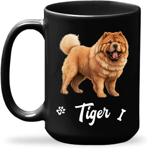 Miniatura 14 de Taza de viaje negra personalizada con nombre a elegir de 11 onzas, 15 onzas, taza de cerámica personalizada para perros Chihuahua, regalo