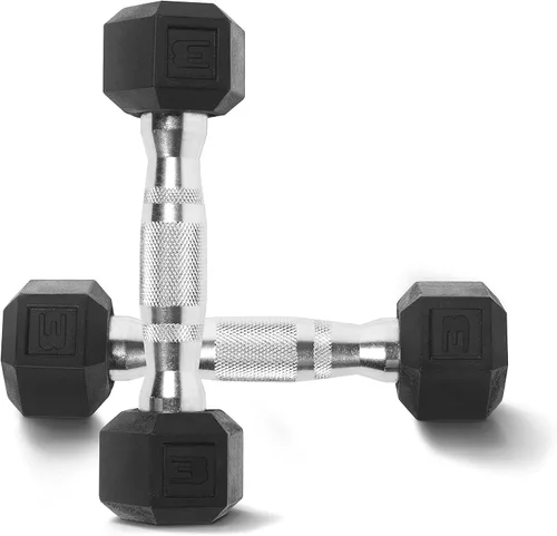 WF Athletic Supply - Par de mancuernas hexagonales de hierro fundido con revestimiento de goma para tonificación muscular, entrenamiento de cuerpo