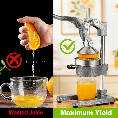 Miniatura 8 de Exprimidor de cítricos de hierro fundido – Prensa manual de naranja resistente de 13.8 libras, taza y colador de acero inoxidable 304, exprimidor