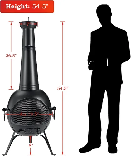 Miniatura 6 de SINGLYFIRE Chimenea de Chiminea Prairie para Exteriores, Chimenea para Cubierta o Patio, Hoguera de Madera para el Patio Trasero con Cubierta