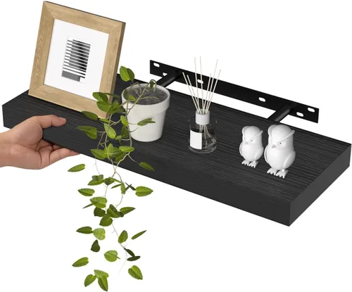 Miniatura 11 de WALI Estante flotante para TV y proyector, hasta 22 libras, soporte flotante negro para TV, soporte para DVD, soporte para proyector, soporte