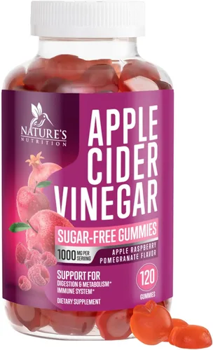 Gomitas de vinagre de sidra de manzana, 1000 mg por porción, suplemento de vitaminas ACV de máxima fuerza sin azúcar, fórmula avanzada, vitamina B12