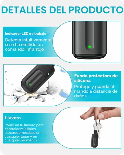 Miniatura 3 de Adaptador de control remoto universal para smartphone, control remoto todo en uno para TV/AC/DVD compatible con Samsung, Sony, Panasonic, Sharp, LG