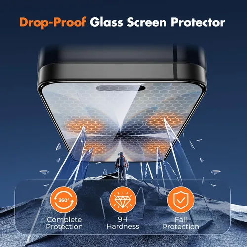 Miniatura 2 de UNBREAKcable Protector de Pantalla para iPhone 17, Paquete de 3 Protectores de Pantalla de Vidrio Templado de Cobertura Completa
