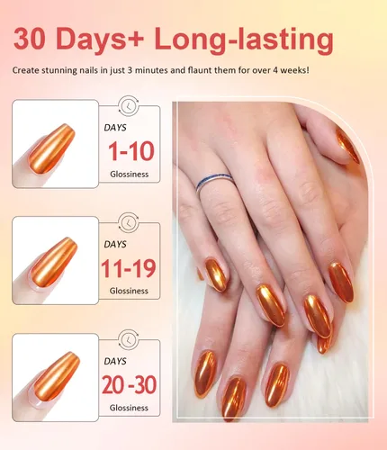 Miniatura 3 de Polvo de uñas cromado y perla - 【Efecto espejo metálico】 Polvo de uñas naranja cromado blanco transparente Aurora sirena iridiscente cromo polvo