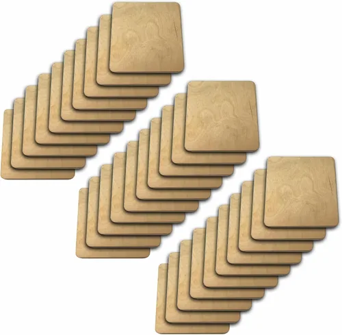 Miniatura 7 de Resistente y grueso, fabricado en los Estados Unidos, piezas cuadradas de madera en blanco sin terminar, posavasos, salvamanteles, pirografía