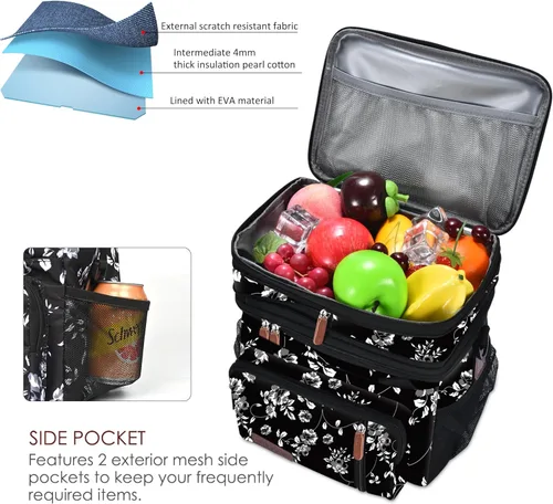 Miniatura 3 de MIYCOO – Bolsa de almuerzo y lonchera para mujeres y hombres, bolsa de almuerzo doble cubierta a prueba de fugas con aislamiento suave grande