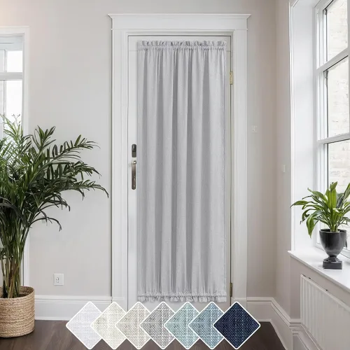 Miniatura 28 de KOUFALL Cortinas de luz lateral para puerta de 72 pulgadas de largo para ventanas laterales, mezcla de lino, protección de privacidad, filtrado