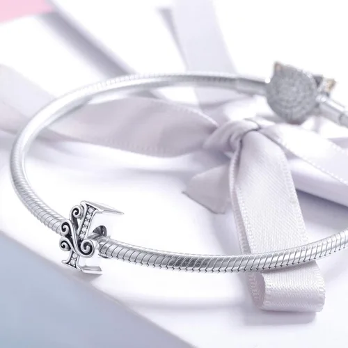 Miniatura 67 de BETTY&SARAH dije de plata esterlina 925 con forma de letra, para pulseras Pandora, letra del alfabeto, joya, regalo para mujer