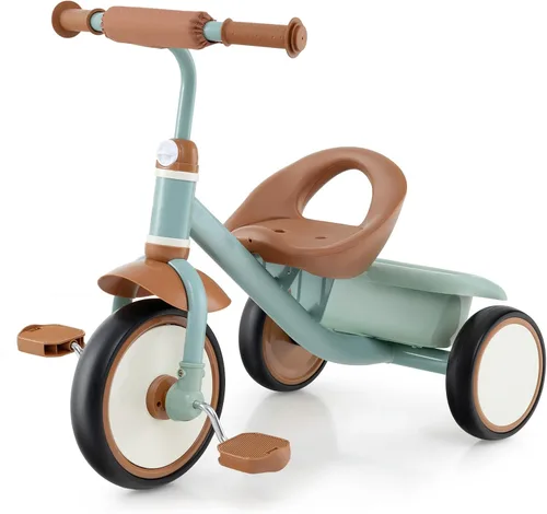 Miniatura 13 de HONEY JOY Triciclo, triciclo para niños de 3 ruedas con asiento ajustable, cesta de almacenamiento extraíble, triciclo para niños de 3 a 5 años