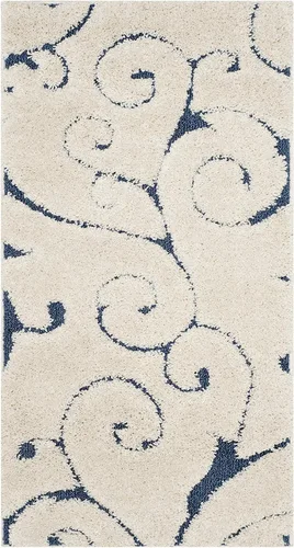 Miniatura 74 de SAFAVIEH - Alfombra de la colección Florida Shag - 10 pies redonda, color crema y beige, diseño de pergamino, no suelta pelusa y fácil de limpiar