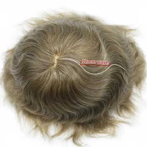 Miniatura 8 de Toupee para hombres Piezas de pelo fino mono para hombre Toupee sistema de reemplazo de pelo para hombres línea capilar natural para hombre postizo