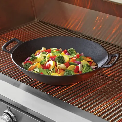 Miniatura 8 de Jim Beam Wok, plancha y sartén de hierro fundido de construcción resistente de 12 pulgadas