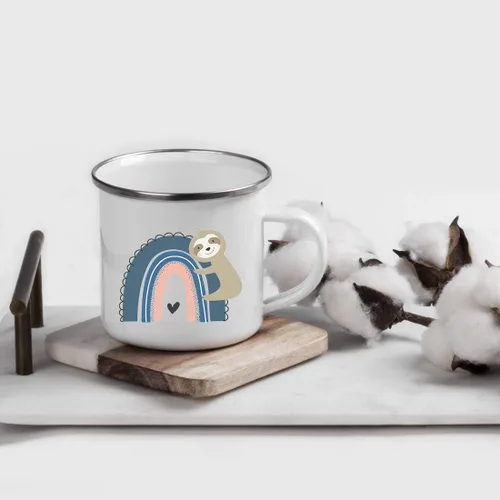 Miniatura 2 de Andaz Press Taza de chocolate caliente de acero inoxidable para niños, 11 onzas, perezoso arcoíris azul, paquete de 1, para niños, ideas