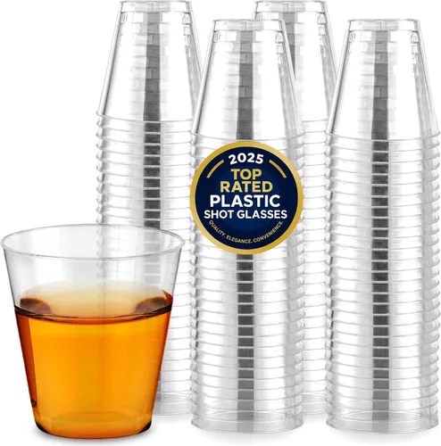 Stock Your Home Vasos de chupito de 2 onzas – 500 mini vasos de chupito de plástico (2 onzas), vasos desechables transparentes para chupitos de