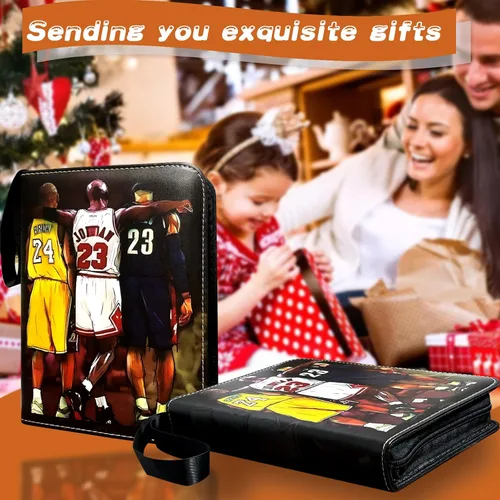 Miniatura 7 de Carpeta de tarjetas de baloncesto, carpeta de tarjetas intercambiables, 4 bolsillos con 50 fundas extraíbles, se adapta a 400 tarjetas deportivas