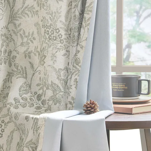 Miniatura 16 de Lazzzy Cortinas de lino de estilo granja con flores azules de 63 pulgadas de largo, con lengüeta trasera, para sala de estar y dormitorio, estampado