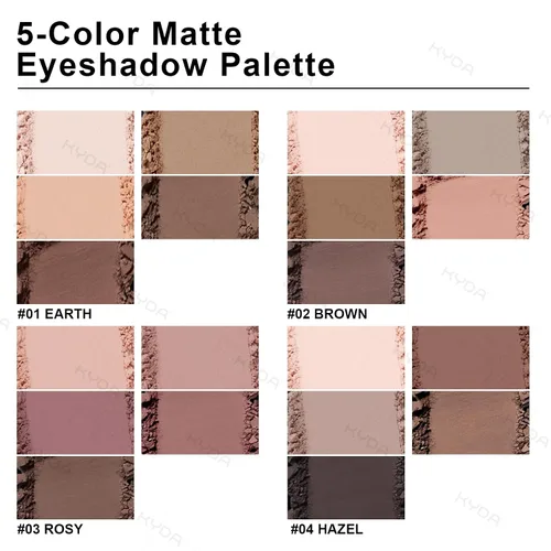Miniatura 6 de KYDA Paleta de sombra de ojos Netural Nude de 5 colores con pincel, sombra de ojos marrón mate, paleta de ojos mate, regalo de maquillaje de ojos
