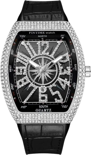 Miniatura 3 de Gosasa Reloj Tonneau único de moda para hombre con diamantes de imitación de cuarzo con correa de goma