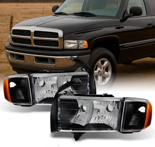 Miniatura 3 de Dodge Ram 1500 2500 3500 Pickup Truck faros delanteros transparentes para pickup, camiones. cubierta cromada.