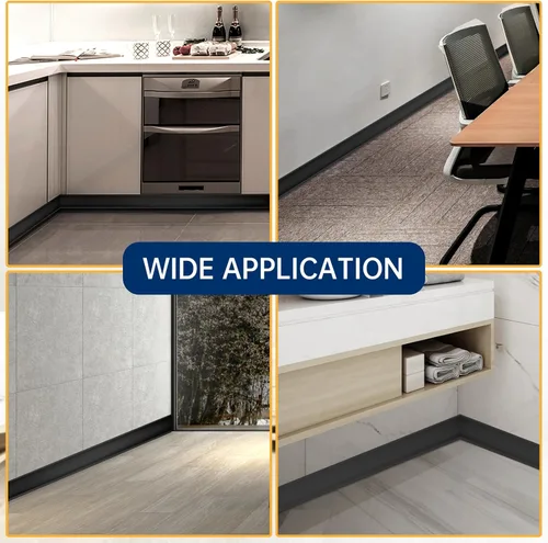 Miniatura 5 de Moldura Flexible para Zócalo de 4 Pulgadas, Ribete de Base de Pared de Vinilo Autoadhesiva, Base Cove de Despegar y Pegar, Moldura de Zócalo de Negro