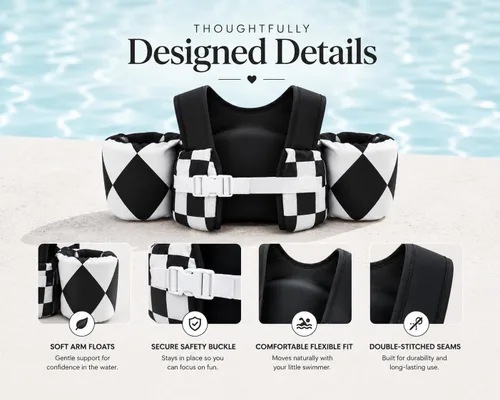 Miniatura 2 de KIDSco Swim Vest for Kids 30-50 lbs. A Puddle Jumper Swimming Float Aid with Shoulder Straps and Arm Water Wings. for Boys and Girls Aged 2-6