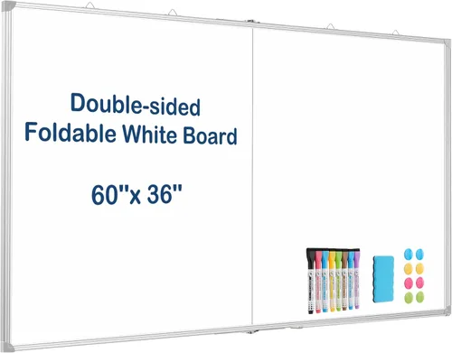 Miniatura 17 de Pizarra blanca de doble cara, marco de aluminio negro, pizarra magnética de borrado en seco de 24 x 18 pulgadas para pared, pizarra blanca montada