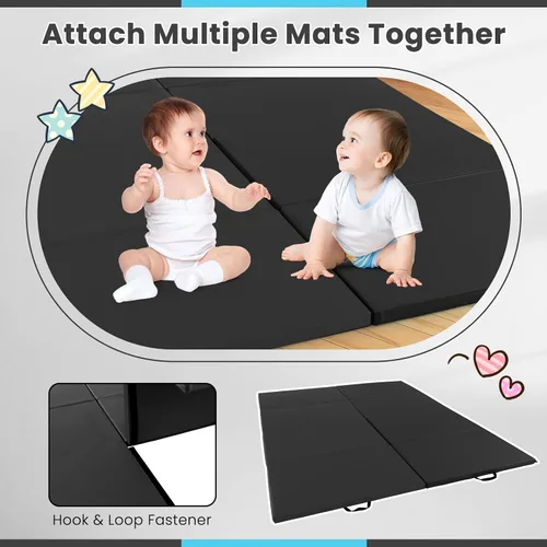 Miniatura 3 de Giantex 4'x10'x 2" Gymnastics Mat, 4-Panel Folding Aerobics Exercise Mat w/Hook & Loop Fastener, Carrying Handle, Portable Tumbling Mat for