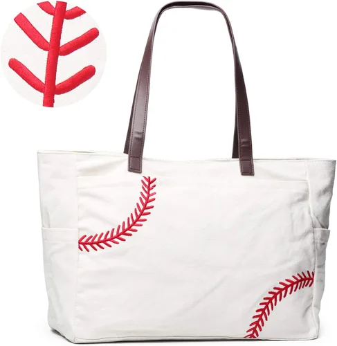 YIQIGO Bolso de béisbol de la mamá del bolso de lona oversize de la utilidad de los deportes ocasionales de la bolsa de todo propósito organizador