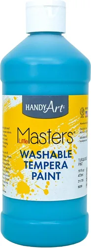 Miniatura 38 de Handy Art Little Masters - Pintura al temple lavable, turquesa, botella de 128 onzas, brillante y mezclable, alta opacidad, colores lavables
