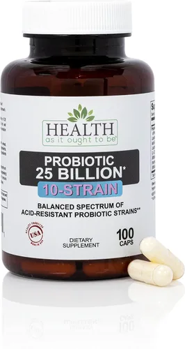 Health As It Ought To Be Suplemento probiótico (10 cepas) 25 mil millones de UFC | Espectro equilibrado de ácido formulado por un médico | Cepas