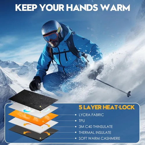 Miniatura 2 de Bruvoalon Guantes de invierno para mujeres y hombres, aislamiento térmico 3M, tela de licra, resistentes al viento, pantalla táctil