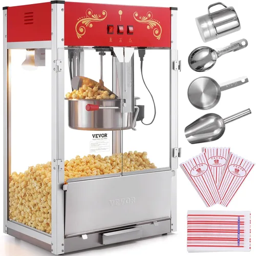 Miniatura 14 de VEVOR Máquina Comercial de Palomitas de Maíz, Hervidor de 8 Oz, Fabricadora de Palomitas de 850 W sobre Ruedas para 48 Tazas por Lote, Estilo Teatro