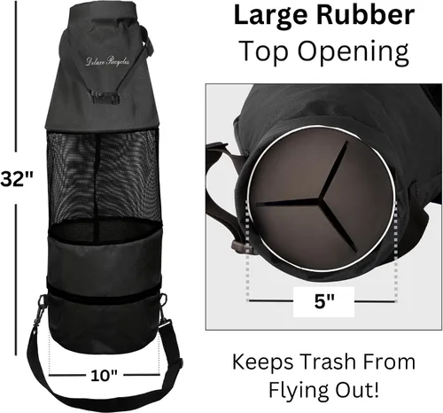 Miniatura 4 de Bolsa de basura para barco, tela Oxford de malla 600D resistente con cremallera inferior y cierre de goma superior, a prueba de fugas y lavable